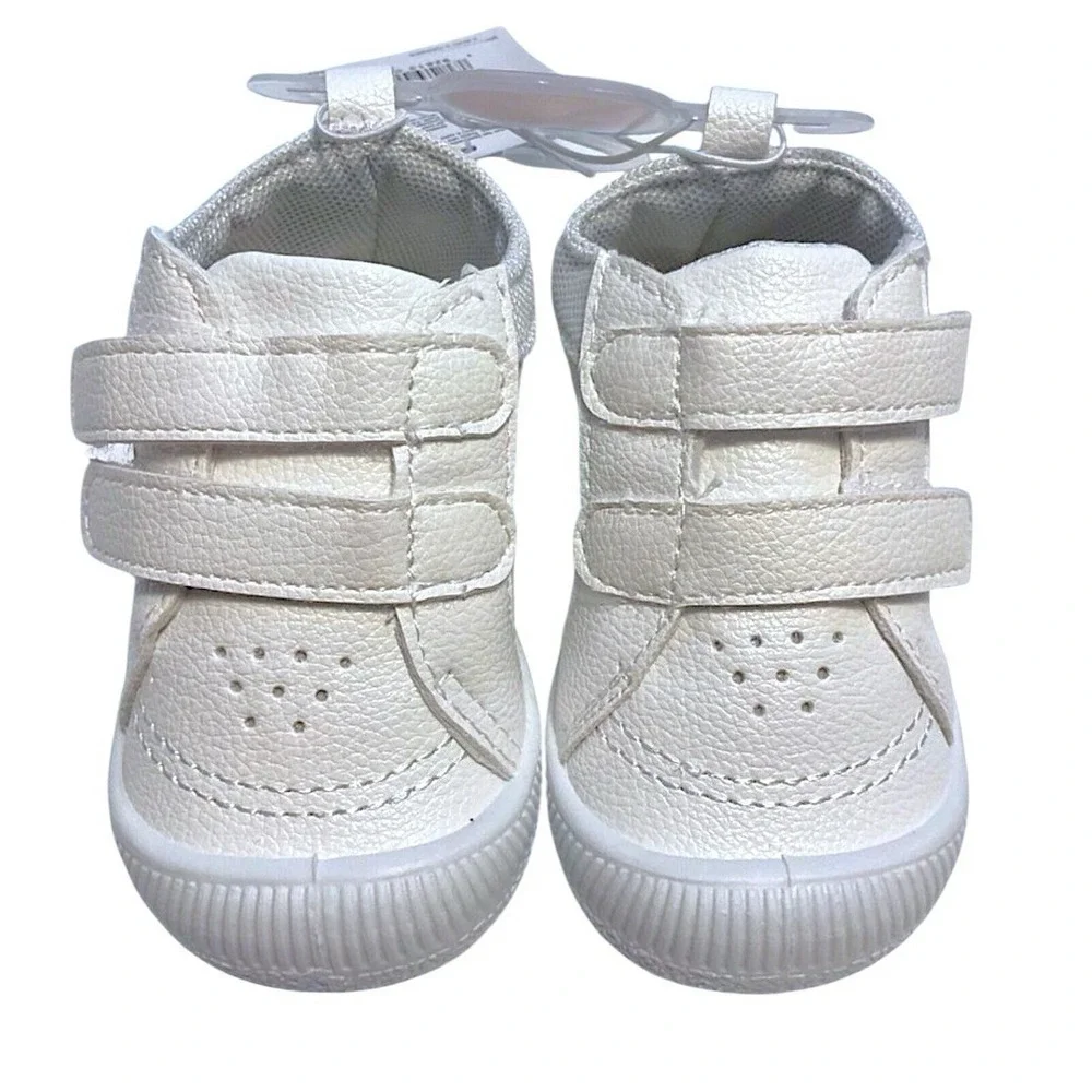 Gerber White Sneakers Size 3 (6-9 months) Blue Stars Kids Shoes‎ Hook & Loop
